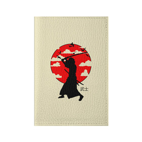 Обложка для паспорта матовая кожа с принтом Japan samurai в Курске, натуральная матовая кожа | размер 19,3 х 13,7 см; прозрачные пластиковые крепления | boy | japan style | japanese aesthetics | ninja | samurai | воин | иероглифы | катана | красная луна | меч | ниндзя | рыцарь | самурай | солдат | харакири | черный самурай | япония | японская анимация | японская эстетика