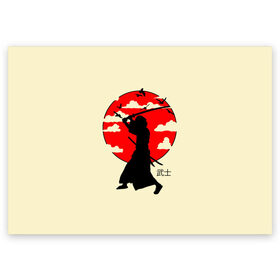 Поздравительная открытка с принтом Japan samurai в Курске, 100% бумага | плотность бумаги 280 г/м2, матовая, на обратной стороне линовка и место для марки
 | boy | japan style | japanese aesthetics | ninja | samurai | воин | иероглифы | катана | красная луна | меч | ниндзя | рыцарь | самурай | солдат | харакири | черный самурай | япония | японская анимация | японская эстетика