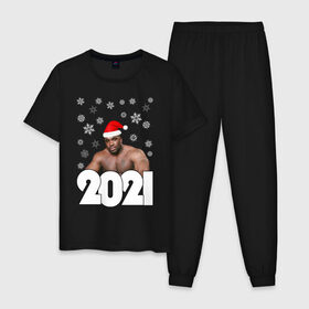 Мужская пижама хлопок с принтом НОВЫЙ ГОД 2021 в Курске, 100% хлопок | брюки и футболка прямого кроя, без карманов, на брюках мягкая резинка на поясе и по низу штанин
 | Тематика изображения на принте: 2021 | merry christmas | new year | зима | новый год | праздник | снег | счастливого рождества