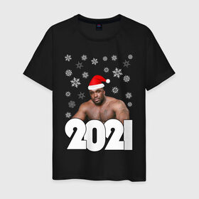 Мужская футболка хлопок с принтом НОВЫЙ ГОД 2021 в Курске, 100% хлопок | прямой крой, круглый вырез горловины, длина до линии бедер, слегка спущенное плечо. | Тематика изображения на принте: 2021 | merry christmas | new year | зима | новый год | праздник | снег | счастливого рождества
