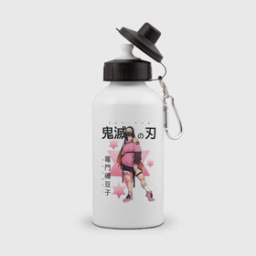 Бутылка спортивная с принтом Незуко Камадо в Курске, металл | емкость — 500 мл, в комплекте две пластиковые крышки и карабин для крепления | Тематика изображения на принте: 