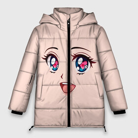 Женская зимняя куртка 3D с принтом Happy anime face в Курске, верх — 100% полиэстер; подкладка — 100% полиэстер; утеплитель — 100% полиэстер | длина ниже бедра, силуэт Оверсайз. Есть воротник-стойка, отстегивающийся капюшон и ветрозащитная планка. 

Боковые карманы с листочкой на кнопках и внутренний карман на молнии | angry | anime | art | big | eyes | face | girl | kawaii | manga | style | аниме | арт | глаза | девушка | кавай | лицо | манга