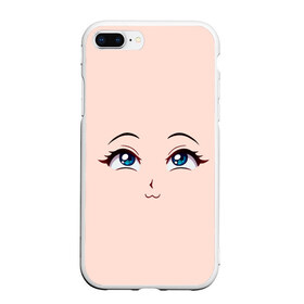 Чехол для iPhone 7Plus/8 Plus матовый с принтом Happy anime face в Курске, Силикон | Область печати: задняя сторона чехла, без боковых панелей | Тематика изображения на принте: angry | anime | art | big | eyes | face | girl | kawaii | manga | style | аниме | арт | глаза | девушка | кавай | лицо | манга