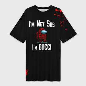 Платье-футболка 3D с принтом Among Us Gucci в Курске,  |  | 2021 | among us | gucci | impostor | space mafia | sus.puffballs united | амонг ас | амонг единорог | гуччи | импостор | инопланетяне | инопланетянин | надпись | новогодний амонг ас | с новым годом | самозванец | среди нас