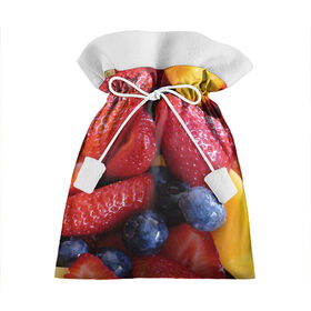 Подарочный 3D мешок с принтом Фругтово-ягодное изобилие в Курске, 100% полиэстер | Размер: 29*39 см | еда | клубника | манго | фрукт | фрукты | черника | ягода | ягоды