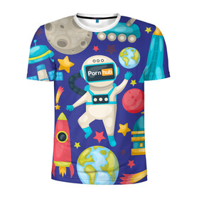 Мужская футболка 3D спортивная с принтом Pornhub space в Курске, 100% полиэстер с улучшенными характеристиками | приталенный силуэт, круглая горловина, широкие плечи, сужается к линии бедра | astronaut | comet | cosmos | moon | planet | rocet | space | star | звезда | космонавт | космос | планета | ракета