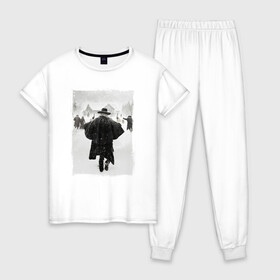 Женская пижама хлопок с принтом Омерзительная восьмерка в Курске, 100% хлопок | брюки и футболка прямого кроя, без карманов, на брюках мягкая резинка на поясе и по низу штанин | 