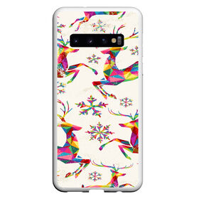 Чехол для Samsung Galaxy S10 с принтом Новогодние Олени в Курске, Силикон | Область печати: задняя сторона чехла, без боковых панелей | 