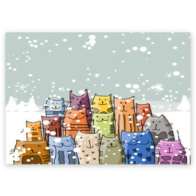 Поздравительная открытка с принтом Котики в Курске, 100% бумага | плотность бумаги 280 г/м2, матовая, на обратной стороне линовка и место для марки
 | 2020 | background | holiday | new year | rat | гирлянда | елка | елочки | зима | новый год | праздник | рождество | синий | снег | снежинки | текстура | фон
