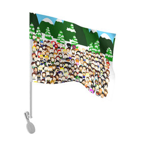 Флаг для автомобиля с принтом Южный Парк / South Park . в Курске, 100% полиэстер | Размер: 30*21 см | south park | ubisoft | woodland critter christmas | кенни | мультсериал | стэн | южный парк