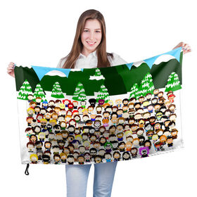 Флаг 3D с принтом Южный Парк / South Park . в Курске, 100% полиэстер | плотность ткани — 95 г/м2, размер — 67 х 109 см. Принт наносится с одной стороны | Тематика изображения на принте: south park | ubisoft | woodland critter christmas | кенни | мультсериал | стэн | южный парк