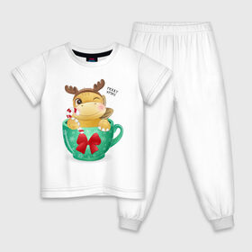 Детская пижама хлопок с принтом Happy Year в Курске, 100% хлопок |  брюки и футболка прямого кроя, без карманов, на брюках мягкая резинка на поясе и по низу штанин
 | art | new yaer | арт | графика | новый год
