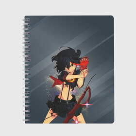 Тетрадь с принтом Kill la Kill Рюко Матой в Курске, 100% бумага | 48 листов, плотность листов — 60 г/м2, плотность картонной обложки — 250 г/м2. Листы скреплены сбоку удобной пружинной спиралью. Уголки страниц и обложки скругленные. Цвет линий — светло-серый
 | Тематика изображения на принте: kill la kill | аниме | девушка | киру ра киру | манга | рюко матой | убей или умри