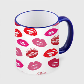 Кружка с принтом Губы в Курске, керамика | ёмкость 330 мл | Тематика изображения на принте: арт | бардовый | губы | косметика | красный | помада | поцелуи | поцелуй | рисунок | розовый