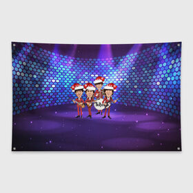 Флаг-баннер с принтом Новогодний концерт Битлз в Курске, 100% полиэстер | размер 67 х 109 см, плотность ткани — 95 г/м2; по краям флага есть четыре люверса для крепления | битлз | битлы | год | джон | концерт | леннон | новогодний | новый | рождество | сцена