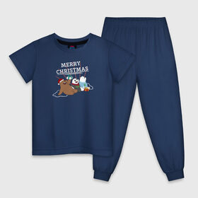 Детская пижама хлопок с принтом Merry christmas в Курске, 100% хлопок |  брюки и футболка прямого кроя, без карманов, на брюках мягкая резинка на поясе и по низу штанин
 | cartoon network | grizz | icebear | panda | vdkimel | we bare bears | белый | вся правда о медведях | гризли | панда