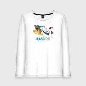 Женский лонгслив хлопок с принтом Bear on в Курске, 100% хлопок |  | cartoon network | grizz | icebear | panda | vdkimel | we bare bears | белый | вся правда о медведях | гризли | панда