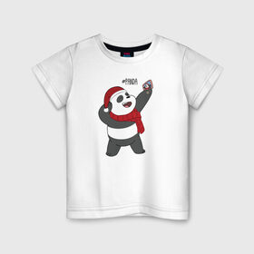 Детская футболка хлопок с принтом Panda в Курске, 100% хлопок | круглый вырез горловины, полуприлегающий силуэт, длина до линии бедер | cartoon network | panda | vdkimel | we bare bears | вся правда о медведях | панда