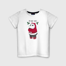 Детская футболка хлопок с принтом Im not cute! в Курске, 100% хлопок | круглый вырез горловины, полуприлегающий силуэт, длина до линии бедер | cartoon network | panda | vdkimel | we bare bears | вся правда о медведях | панда