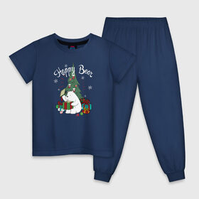 Детская пижама хлопок с принтом Happy Bear в Курске, 100% хлопок |  брюки и футболка прямого кроя, без карманов, на брюках мягкая резинка на поясе и по низу штанин
 | cartoon network | icebear | vdkimel | we bare bears | белый | вся правда о медведях