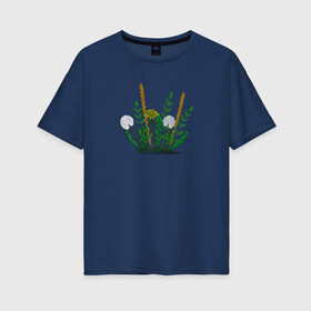 Женская футболка хлопок Oversize с принтом Одуванчики в Курске, 100% хлопок | свободный крой, круглый ворот, спущенный рукав, длина до линии бедер
 | 