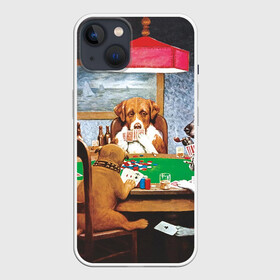 Чехол для iPhone 13 с принтом Собаки играют в покер в Курске,  |  | a friend in need | art | artist | bets | buldog | cards | chips | dogs | gambling | games | memes | picture | poker | азартные игры | бульдог | друг познается в беде | искусство | картина | карты | мемы | покер | сенбернар | собаки | собачки | ставки