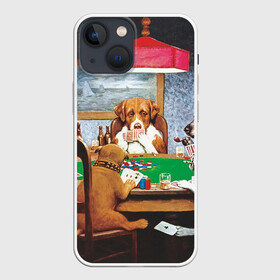 Чехол для iPhone 13 mini с принтом Собаки играют в покер в Курске,  |  | a friend in need | art | artist | bets | buldog | cards | chips | dogs | gambling | games | memes | picture | poker | азартные игры | бульдог | друг познается в беде | искусство | картина | карты | мемы | покер | сенбернар | собаки | собачки | ставки
