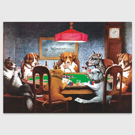 Поздравительная открытка с принтом Собаки играют в покер в Курске, 100% бумага | плотность бумаги 280 г/м2, матовая, на обратной стороне линовка и место для марки
 | Тематика изображения на принте: a friend in need | art | artist | bets | buldog | cards | chips | dogs | gambling | games | memes | picture | poker | азартные игры | бульдог | друг познается в беде | искусство | картина | карты | мемы | покер | сенбернар | собаки | собачки | ставки