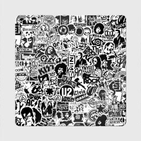 Магнит виниловый Квадрат с принтом Rock Band Logos в Курске, полимерный материал с магнитным слоем | размер 9*9 см, закругленные углы | Тематика изображения на принте: ac dc | linkin park | music | queen | radiohead | rock | rock band logos | линкин парк | музыка | ретро | рок группа | элвис