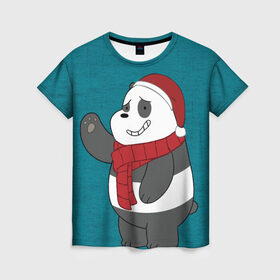 Женская футболка 3D с принтом Panda в Курске, 100% полиэфир ( синтетическое хлопкоподобное полотно) | прямой крой, круглый вырез горловины, длина до линии бедер | cartoon network | panda | vdkimel | we bare bears | вся правда о медведях | панда