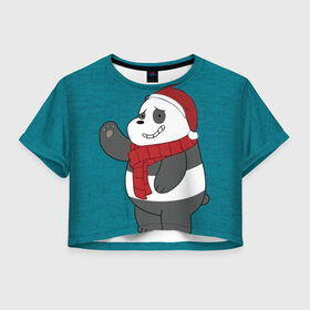 Женская футболка Crop-top 3D с принтом Panda в Курске, 100% полиэстер | круглая горловина, длина футболки до линии талии, рукава с отворотами | cartoon network | panda | vdkimel | we bare bears | вся правда о медведях | панда