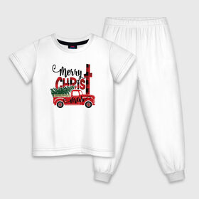 Детская пижама хлопок с принтом Merry christmas в Курске, 100% хлопок |  брюки и футболка прямого кроя, без карманов, на брюках мягкая резинка на поясе и по низу штанин
 | 2021 | covid | merry christmas | дед мороз  в маске | ковид | новогодний прикол | новый год | рождество | санта