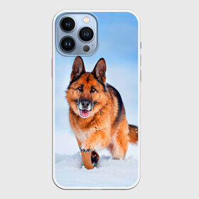 Чехол для iPhone 13 Pro Max с принтом Овчарка и снег в Курске,  |  | dog | животные | зима | овчарка | пес | природа | снег | собака | собаки | собакчка | собачки