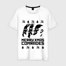 Мужская футболка хлопок с принтом Merry Xmas Comrades в Курске, 100% хлопок | прямой крой, круглый вырез горловины, длина до линии бедер, слегка спущенное плечо. | Тематика изображения на принте: 2021 | 21 | 2k21 | 2к21 | chrystmas | comrades | marry | new | santa | snow | xmas | year | год | годом | камрад | клаус | ленин | настроение | новогоднее | новогоднему | новый | новым | по | рождество | с | санта | снег | советский | союз