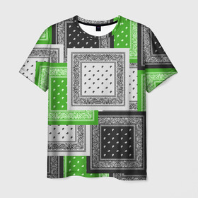 Мужская футболка 3D с принтом 3D Бандана v.green в Курске, 100% полиэфир | прямой крой, круглый вырез горловины, длина до линии бедер | fashiom | fire | game | hip hop | rap | street style | top | игра | мода | огонь | рэп | топ | уличный стиль | хип хоп