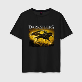 Женская футболка хлопок Oversize с принтом Darksiders (Z) в Курске, 100% хлопок | свободный крой, круглый ворот, спущенный рукав, длина до линии бедер
 | azrael | darksiders | darksiders 2 | darksiders 3 | griever | silitha | tiamat | ulthane | vulgrim | wrath of war | всадник апокалипсиса | гнев войны | обугленный совет | руина | ультэйн | чёрный молот