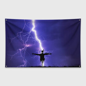 Флаг-баннер с принтом Молния в Курске, 100% полиэстер | размер 67 х 109 см, плотность ткани — 95 г/м2; по краям флага есть четыре люверса для крепления | 