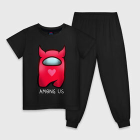 Детская пижама хлопок с принтом AMONG US - СЕРДЕЧКО в Курске, 100% хлопок |  брюки и футболка прямого кроя, без карманов, на брюках мягкая резинка на поясе и по низу штанин
 | 