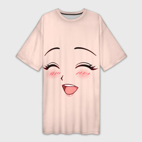 Платье-футболка 3D с принтом Сonfused anime face в Курске,  |  | angry | anime | art | big | eyes | face | girl | kawaii | manga | style | аниме | арт | глаза | девушка | кавай | лицо | манга | смущенная