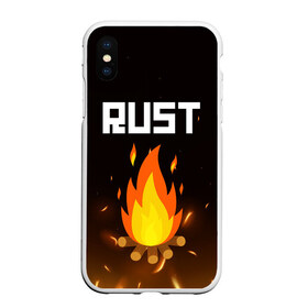 Чехол для iPhone XS Max матовый с принтом RUST в Курске, Силикон | Область печати: задняя сторона чехла, без боковых панелей | action | game | rust | zombie | апокалипсис. | выживание | зомби | игра | лес | радиация | раст