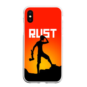 Чехол для iPhone XS Max матовый с принтом RUST в Курске, Силикон | Область печати: задняя сторона чехла, без боковых панелей | action | game | rust | zombie | апокалипсис. | выживание | зомби | игра | лес | радиация | раст