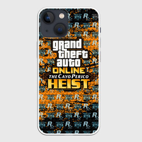 Чехол для iPhone 13 mini с принтом GTAO: The Cayo Perico Heist в Курске,  |  | auto | cayo perico | game | grand | gta | gta5 | los santos | online | rockstar | theft | гта | гта5 | игра | лос сантос | майкл | онлайн | рокстар | тревор | франклин