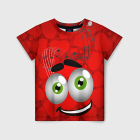 Детская футболка 3D с принтом любовь в Курске, 100% гипоаллергенный полиэфир | прямой крой, круглый вырез горловины, длина до линии бедер, чуть спущенное плечо, ткань немного тянется | любовь | музыка | ноты | романтика | юмор