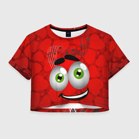 Женская футболка Crop-top 3D с принтом любовь в Курске, 100% полиэстер | круглая горловина, длина футболки до линии талии, рукава с отворотами | любовь | музыка | ноты | романтика | юмор