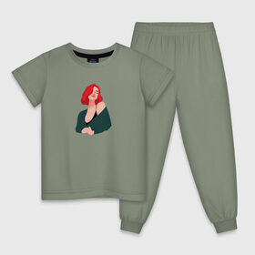 Детская пижама хлопок с принтом принт Алена Швец в Курске, 100% хлопок |  брюки и футболка прямого кроя, без карманов, на брюках мягкая резинка на поясе и по низу штанин
 | алёнашвец | девушка | музыка | певица | фан арт | цифровой рисунок