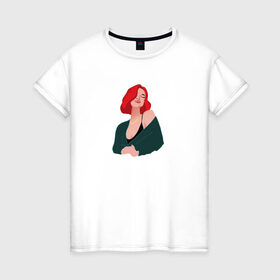 Женская футболка хлопок с принтом принт Алена Швец в Курске, 100% хлопок | прямой крой, круглый вырез горловины, длина до линии бедер, слегка спущенное плечо | алёнашвец | девушка | музыка | певица | фан арт | цифровой рисунок