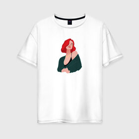 Женская футболка хлопок Oversize с принтом принт Алена Швец в Курске, 100% хлопок | свободный крой, круглый ворот, спущенный рукав, длина до линии бедер
 | алёнашвец | девушка | музыка | певица | фан арт | цифровой рисунок