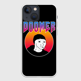 Чехол для iPhone 13 mini с принтом Doomer в Курске,  |  | boomer | boy | chad | doomer | frecso | girl | i know | irony | jacques | post | stonks | thundercock | yes | zoomer | бумер | да | девушка | думер | жак | зумер | ирония | мем | мемы | парень | пост | постирония | стонкс | тандеркок | ф