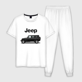 Мужская пижама хлопок с принтом Jeep Wrangler в Курске, 100% хлопок | брюки и футболка прямого кроя, без карманов, на брюках мягкая резинка на поясе и по низу штанин
 | america | avto | car | v8 | машина | скорость