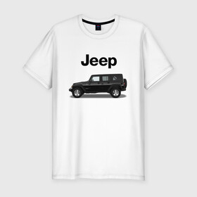 Мужская футболка хлопок Slim с принтом Jeep Wrangler в Курске, 92% хлопок, 8% лайкра | приталенный силуэт, круглый вырез ворота, длина до линии бедра, короткий рукав | Тематика изображения на принте: america | avto | car | v8 | машина | скорость